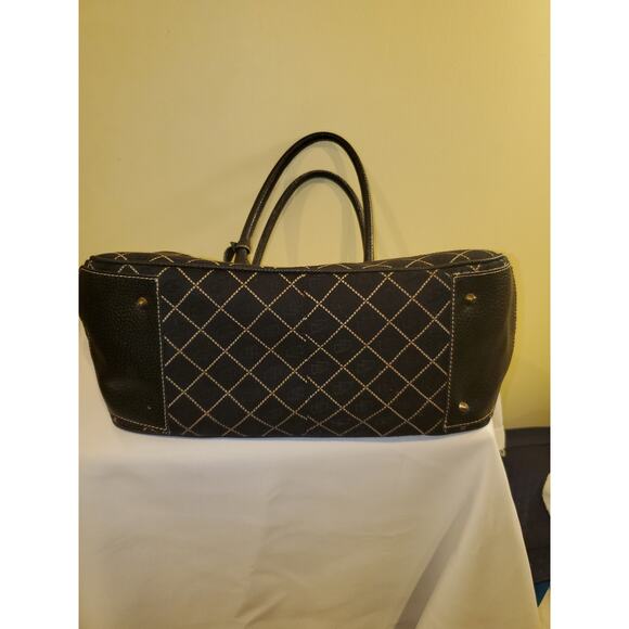 Dooney & Bourke Monogram Logo Canvas Leather Trim Shoulder Tote Bag - Picture 12 of 15